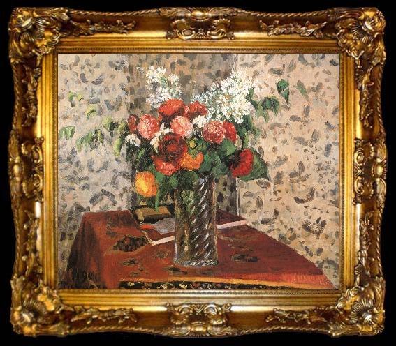 framed  Camille Pissarro Table flowers, ta009-2